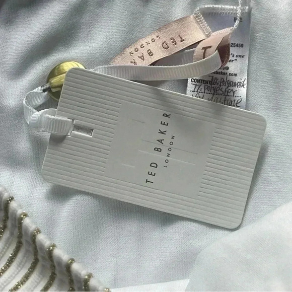 NWT Ted Baker London Women's 2 Bikini Swim Bottom Beach Lake Ivory Gold Metallic - Picture 7 of 11